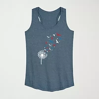 Patriotic Dandelion Birds Womens Crew Neck Sleeveless Tank Top