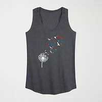Patriotic Dandelion Birds Womens Crew Neck Sleeveless Tank Top