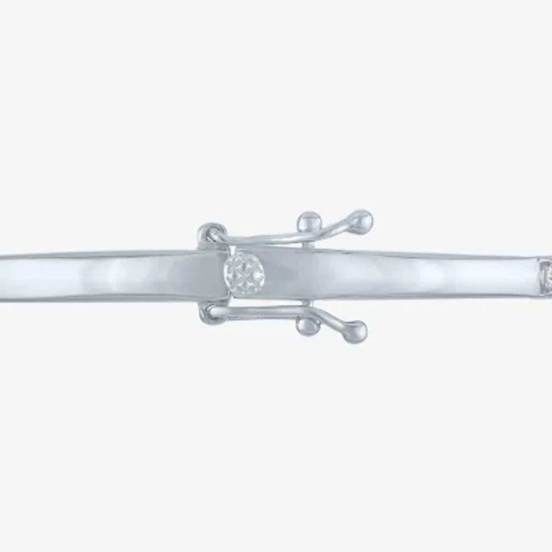 (G-H / Si2-I1) Womens 1 CT. T.W. Lab Grown White Diamond Pure Silver Over Brass Bangle Bracelet