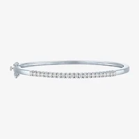 (G-H / Si2-I1) Womens 1 CT. T.W. Lab Grown White Diamond Pure Silver Over Brass Bangle Bracelet