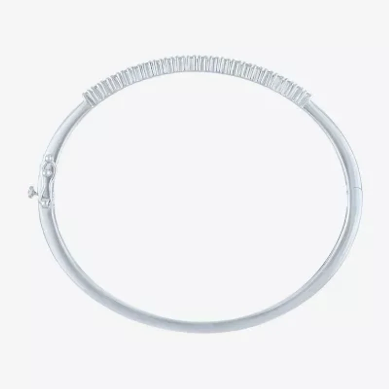 (G-H / Si2-I1) Womens 1 CT. T.W. Lab Grown White Diamond Pure Silver Over Brass Bangle Bracelet