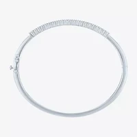 (G-H / Si2-I1) Womens 1 CT. T.W. Lab Grown White Diamond Pure Silver Over Brass Bangle Bracelet