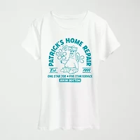 Patricks Home Repair Womens Crew Neck Short Sleeve Classic Fit Spongebob Graphic T-Shirt