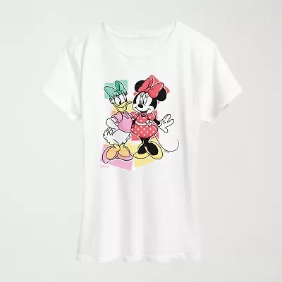 Womens Crew Neck Short Sleeve Classic Fit Daisy Duck Minnie Mouse Graphic T-Shirt