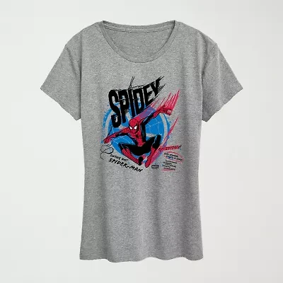 Spidey Speed Womens Crew Neck Short Sleeve Classic Fit Spiderman Graphic T-Shirt