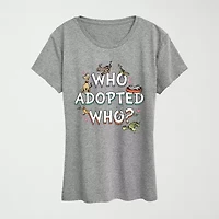 Who Adopted Womens Crew Neck Short Sleeve Classic Fit Dr. Seuss Graphic T-Shirt