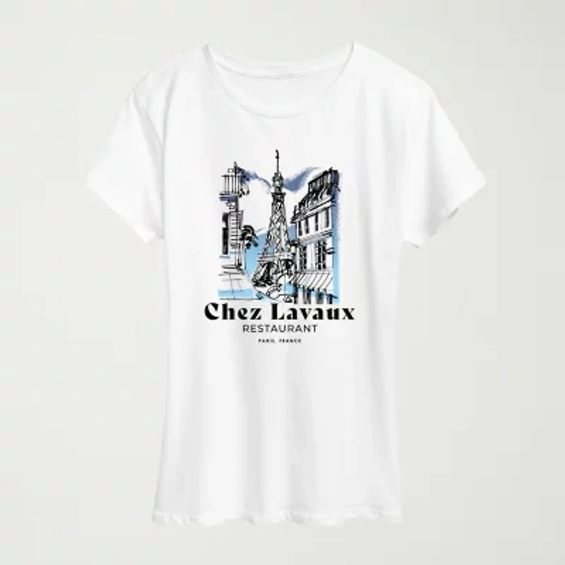 Chez Lavaux Womens Crew Neck Short Sleeve Classic Fit Graphic T-Shirt