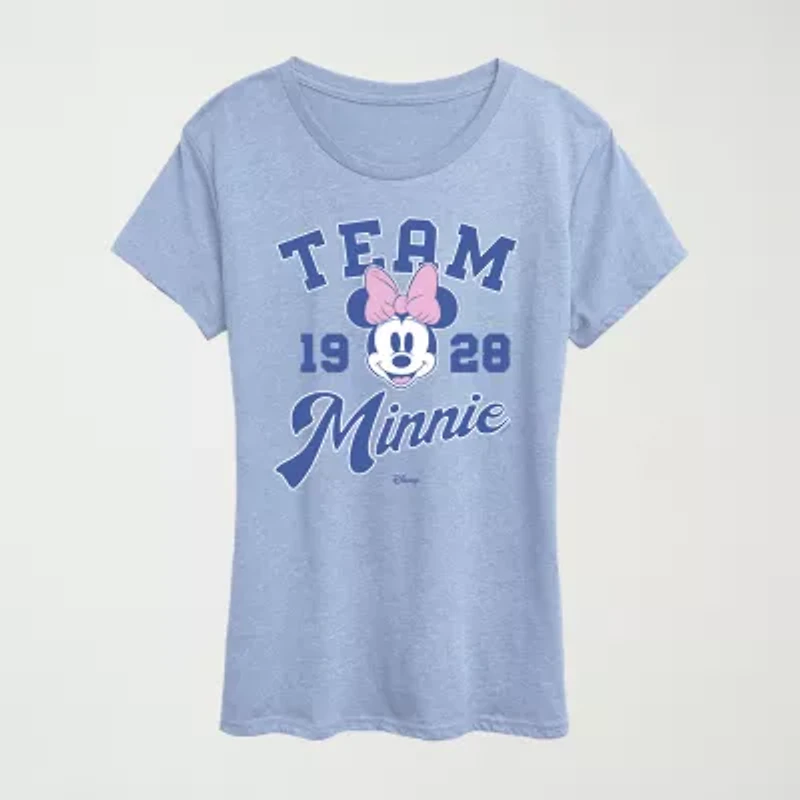 Womens Crew Neck Short Sleeve Classic Fit Minnie Mouse Graphic T-Shirt