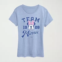 Womens Crew Neck Short Sleeve Classic Fit Minnie Mouse Graphic T-Shirt