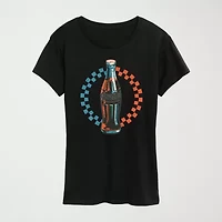 Coke Bottle Checks Womens Crew Neck Short Sleeve Classic Fit Graphic T-Shirt
