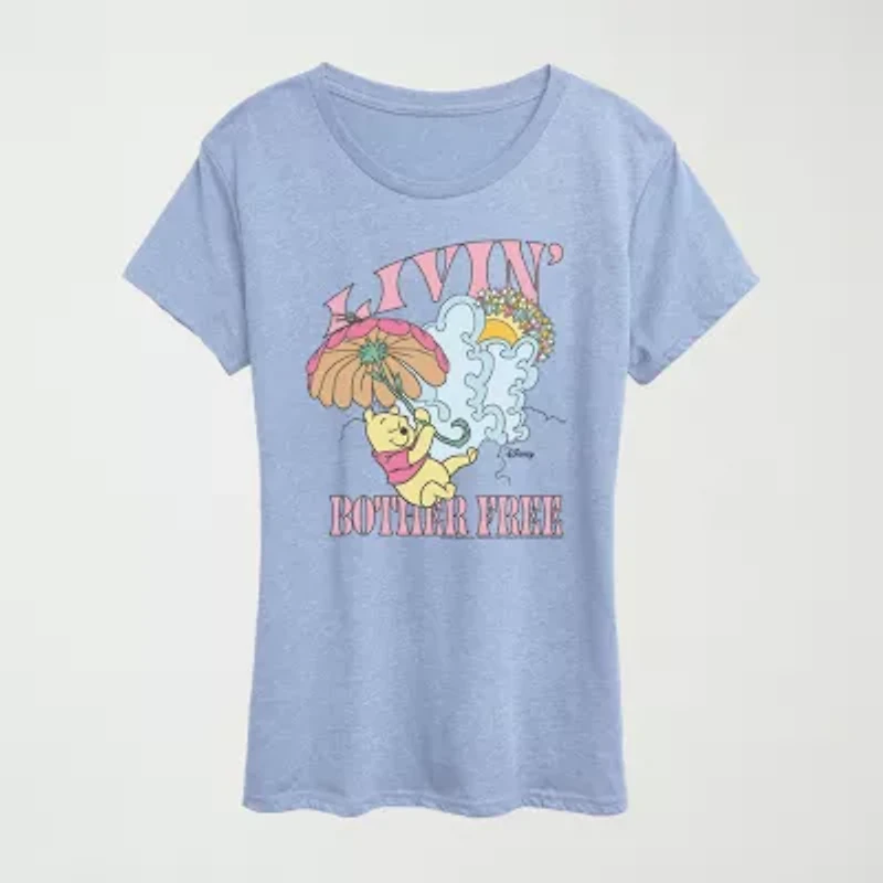 Livin Bother Free Womens Crew Neck Short Sleeve Classic Fit Winnie The Pooh Graphic T-Shirt