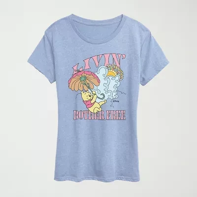 Livin Bother Free Womens Crew Neck Short Sleeve Classic Fit Winnie The Pooh Graphic T-Shirt