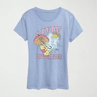 Livin Bother Free Womens Crew Neck Short Sleeve Classic Fit Winnie The Pooh Graphic T-Shirt