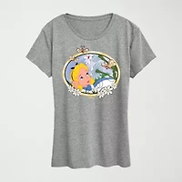 Alice Daisies Womens Crew Neck Short Sleeve Classic Fit Wonderland Graphic T-Shirt