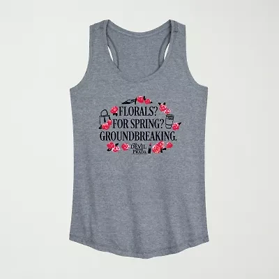 Florals For Spring Womens Crew Neck Sleeveless Tank Top