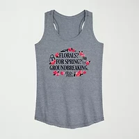 Florals For Spring Womens Crew Neck Sleeveless Tank Top