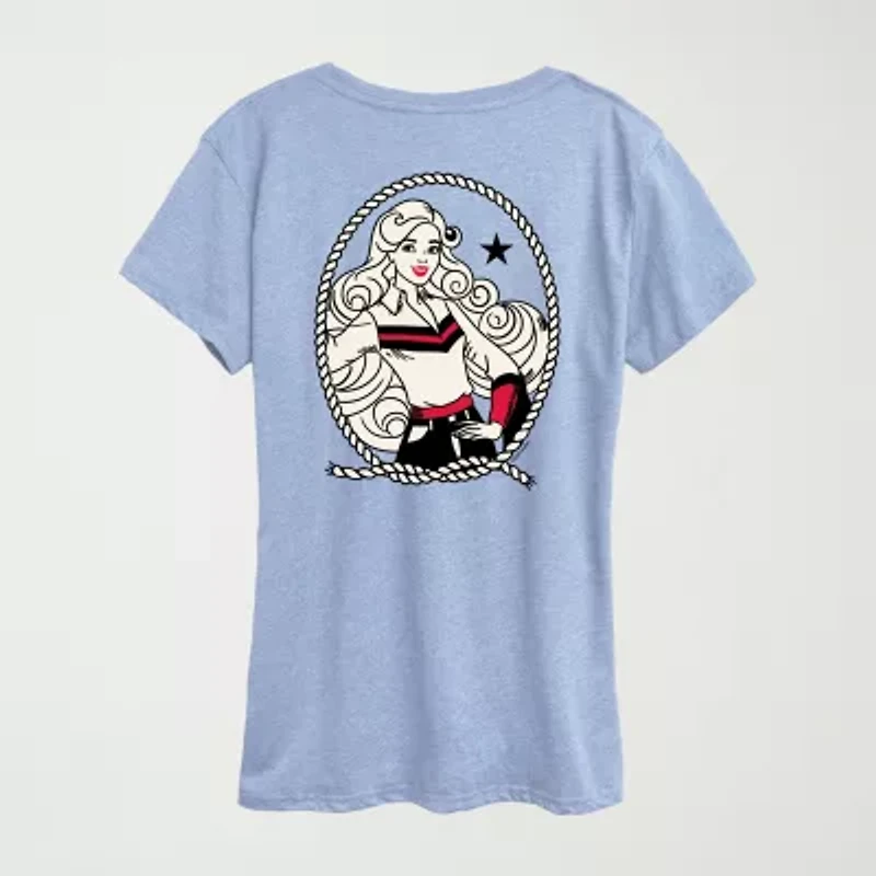 Western Americana Womens Scoop Neck Short Sleeve Classic Fit Barbie Graphic T-Shirt