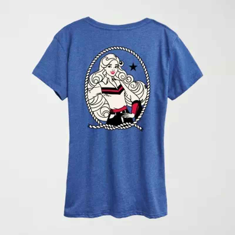 Western Americana Womens Scoop Neck Short Sleeve Classic Fit Barbie Graphic T-Shirt