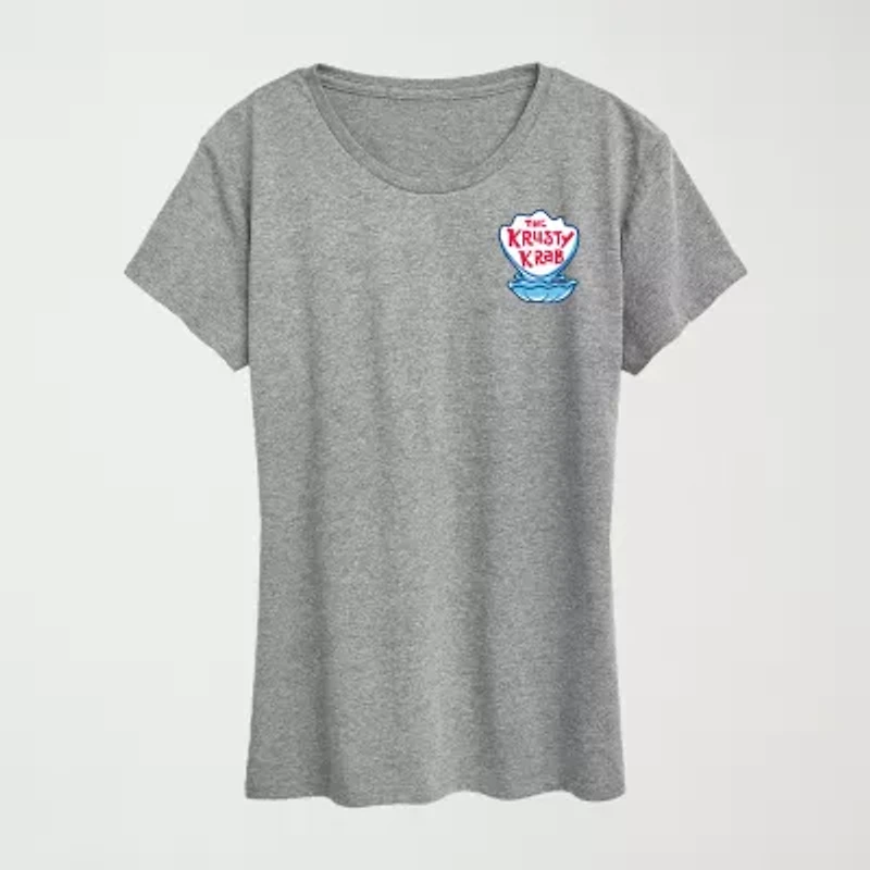 Krusty Krab Womens Crew Neck Short Sleeve Classic Fit Spongebob Graphic T-Shirt