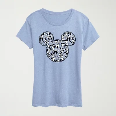 Meta Mickey Womens Crew Neck Short Sleeve Classic Fit Mouse Graphic T-Shirt