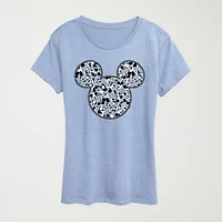 Meta Mickey Womens Crew Neck Short Sleeve Classic Fit Mouse Graphic T-Shirt
