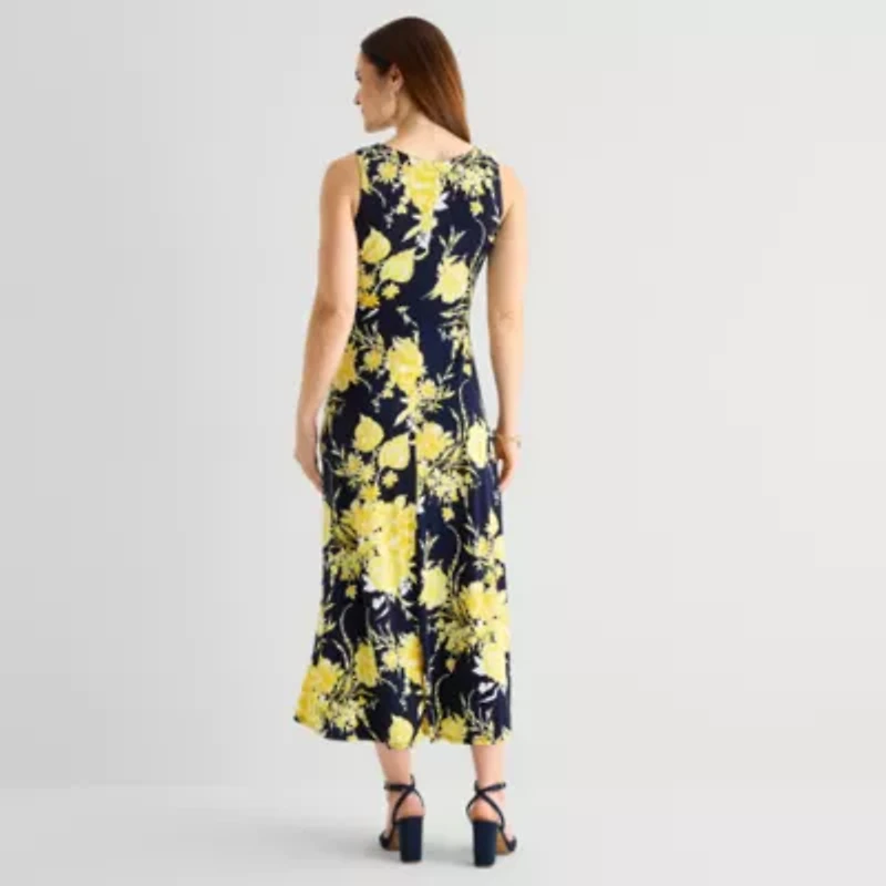 Sandra Darren Womens Sleeveless Floral Maxi Dress