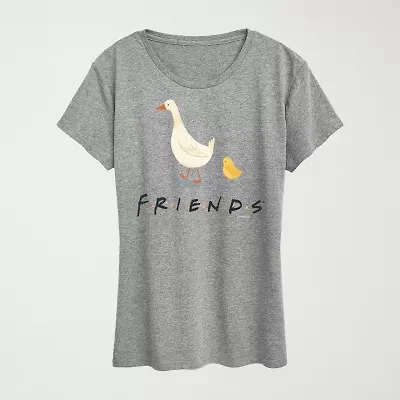 Friends Goose Chicken Womens Crew Neck Short Sleeve Classic Fit Graphic T-Shirt