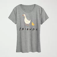 Friends Goose Chicken Womens Crew Neck Short Sleeve Classic Fit Graphic T-Shirt