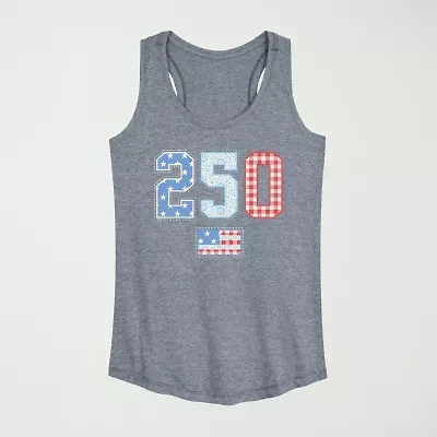 250 Americana Quilt Womens Crew Neck Sleeveless Tank Top