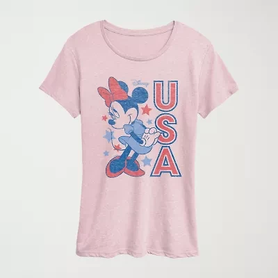Womens Crew Neck Short Sleeve Classic Fit Minnie Mouse Graphic T-Shirt