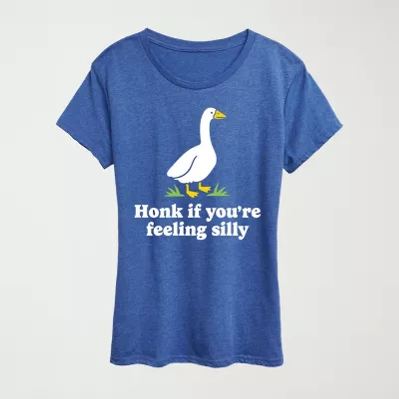 Honk If Feeling Silly Womens Crew Neck Short Sleeve Classic Fit Graphic T-Shirt