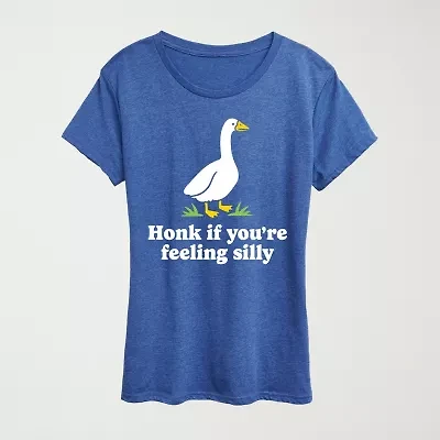 Honk If Feeling Silly Womens Crew Neck Short Sleeve Classic Fit Graphic T-Shirt