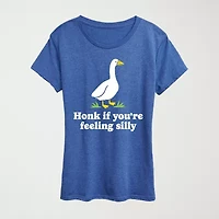 Honk If Feeling Silly Womens Crew Neck Short Sleeve Classic Fit Graphic T-Shirt