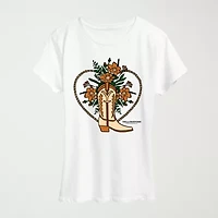 Boot Flower Womens Crew Neck Short Sleeve Classic Fit Yellowstone Graphic T-Shirt