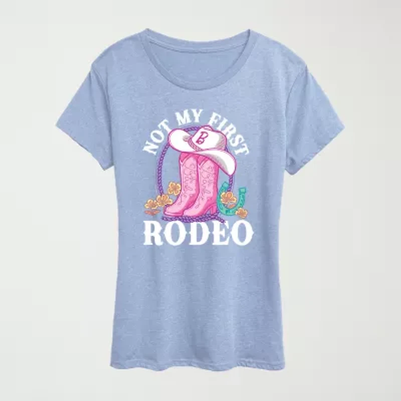 Not My First Rodeo Barbie Womens Crew Neck Short Sleeve Classic Fit Graphic T-Shirt