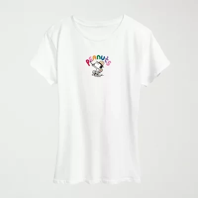 Peanuts Doodle Womens Crew Neck Short Sleeve Classic Fit Graphic T-Shirt