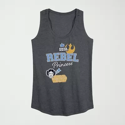 Rebel Princess Faux Patches Womens Scoop Neck Sleeveless Star Wars Tank Top