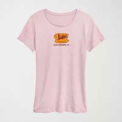 Lukes Small Center Chest Hit Womens Crew Neck Short Sleeve Classic Fit Graphic T-Shirt