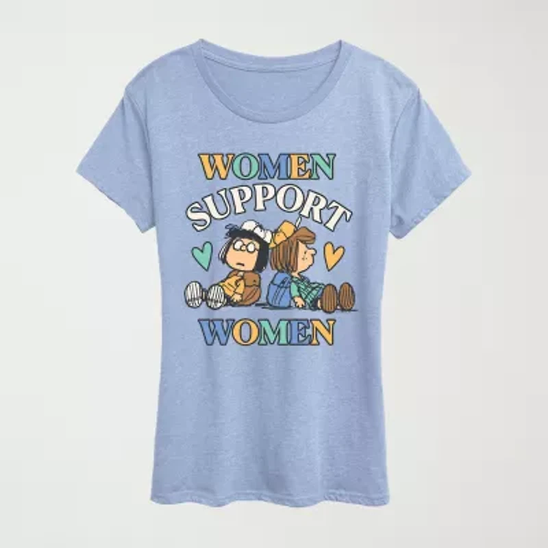 Womens Crew Neck Short Sleeve Classic Fit Peanuts Graphic T-Shirt