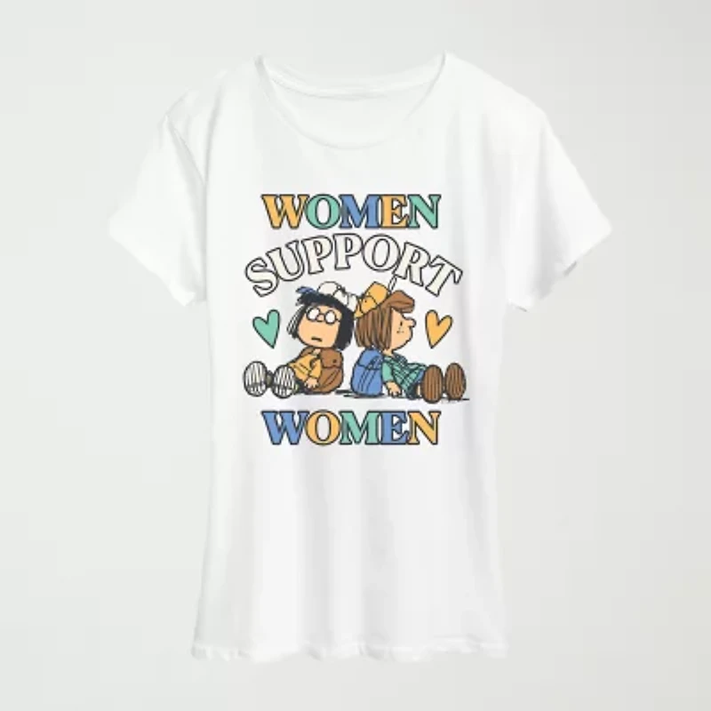 Womens Crew Neck Short Sleeve Classic Fit Peanuts Graphic T-Shirt