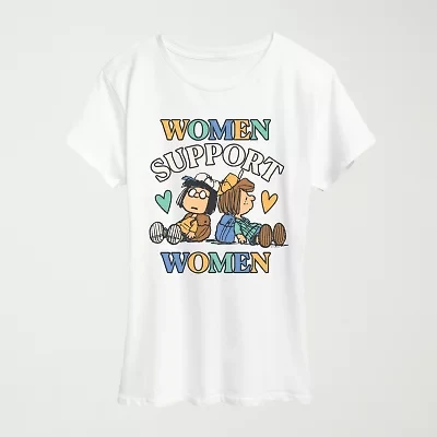 Womens Crew Neck Short Sleeve Classic Fit Peanuts Graphic T-Shirt