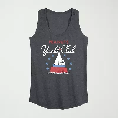 Yacht Club Womens Scoop Neck Sleeveless Peanuts Tank Top