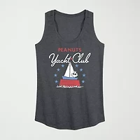 Yacht Club Womens Scoop Neck Sleeveless Peanuts Tank Top