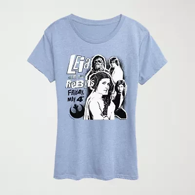 Leia And The Rebels Womens Crew Neck Short Sleeve Classic Fit Star Wars Graphic T-Shirt