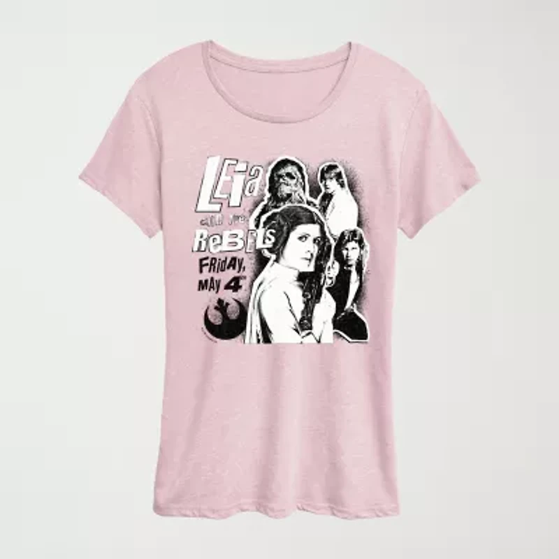 Leia And The Rebels Womens Crew Neck Short Sleeve Classic Fit Star Wars Graphic T-Shirt