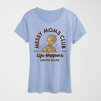 Messy Moms Club Womens Crew Neck Short Sleeve Classic Fit Peanuts Graphic T-Shirt