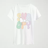 Sleepy Snoopy Tonal Washed Womens Crew Neck Short Sleeve Classic Fit Graphic T-Shirt