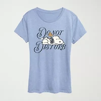 Do Not Disturb Snoopy Womens Crew Neck Short Sleeve Classic Fit Graphic T-Shirt