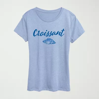 Croissant Womens Crew Neck Short Sleeve Classic Fit Graphic T-Shirt