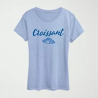 Croissant Womens Crew Neck Short Sleeve Classic Fit Graphic T-Shirt